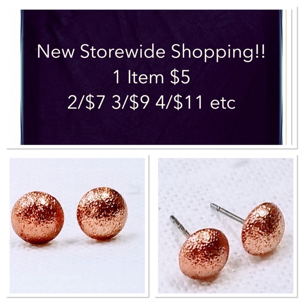 New 7mm Rose Gold Textured Stud Earrings